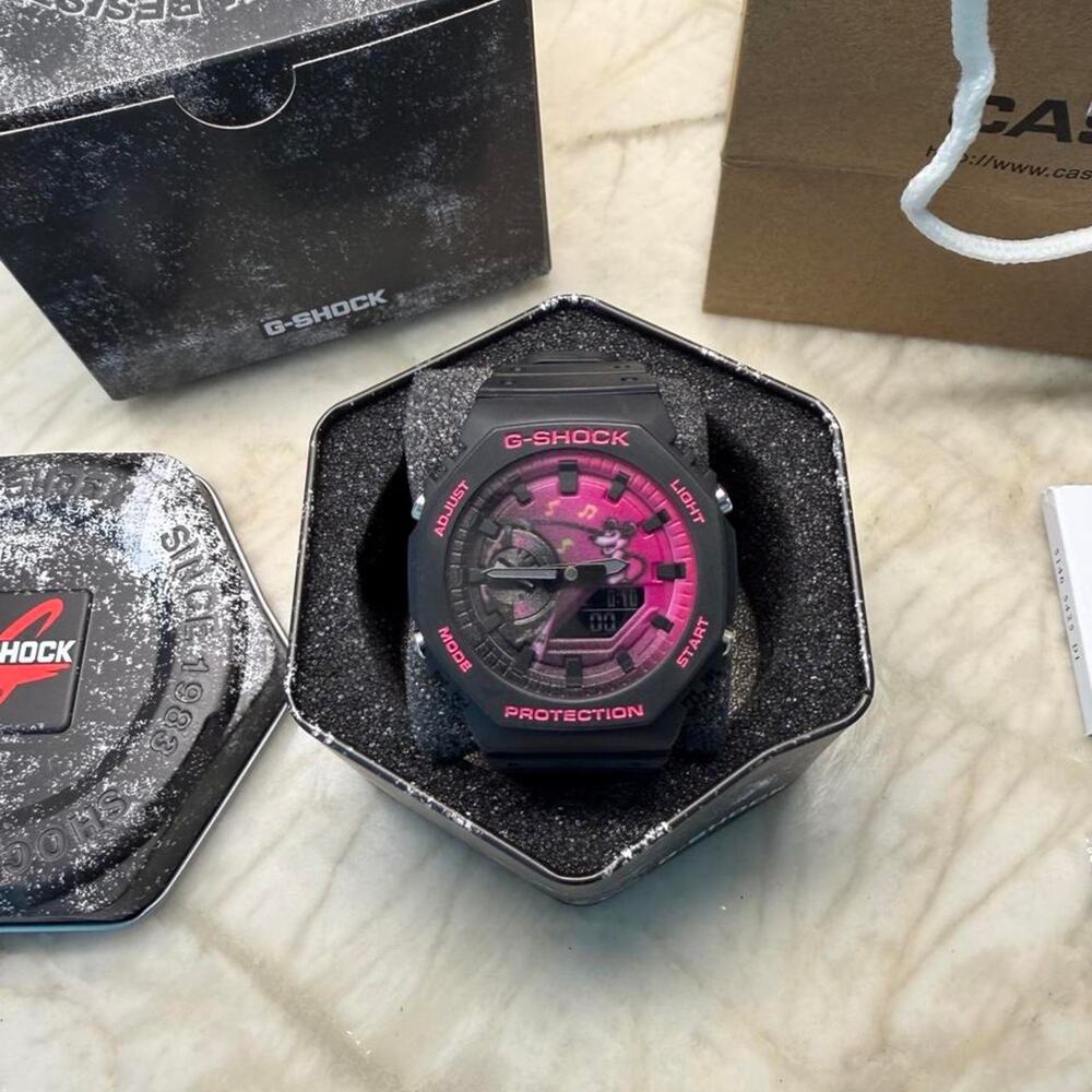 Custom Dark Grey & Pink Adjustable Watch